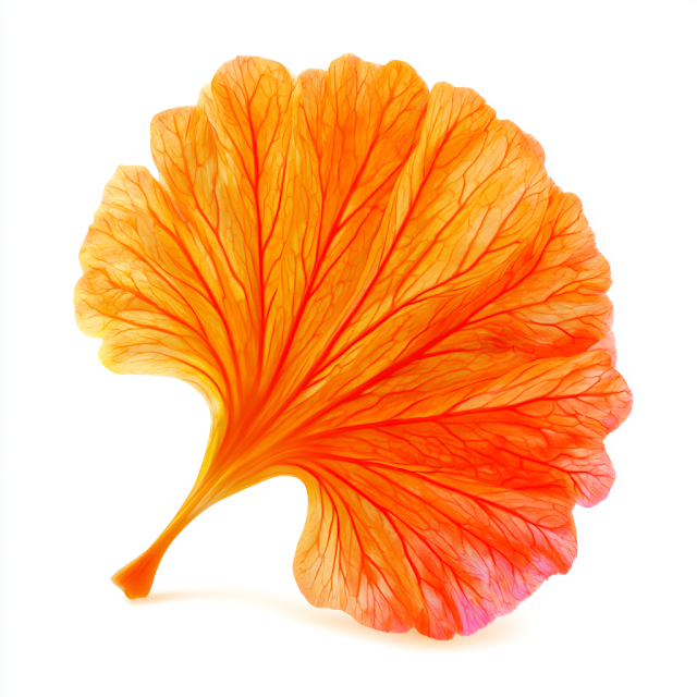 Translucent Orange Flower Petal on White Background
