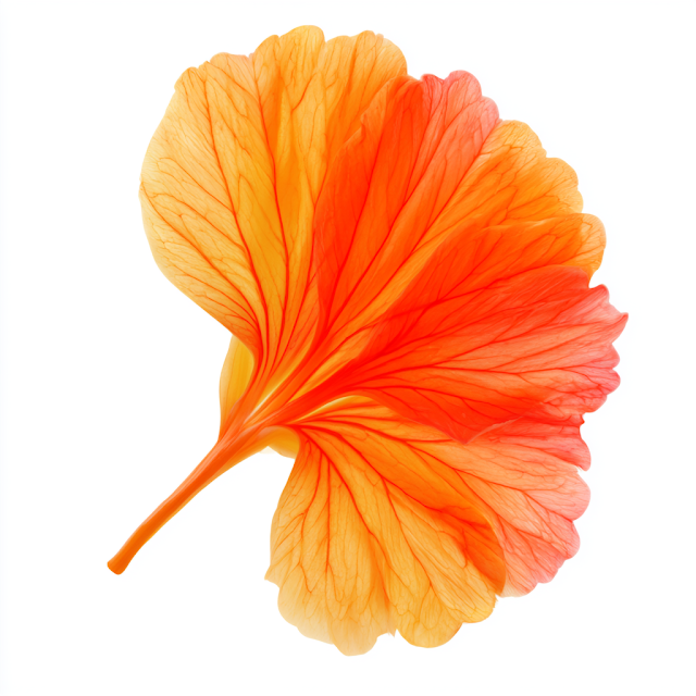 Translucent Orange Flower Petal on White Background