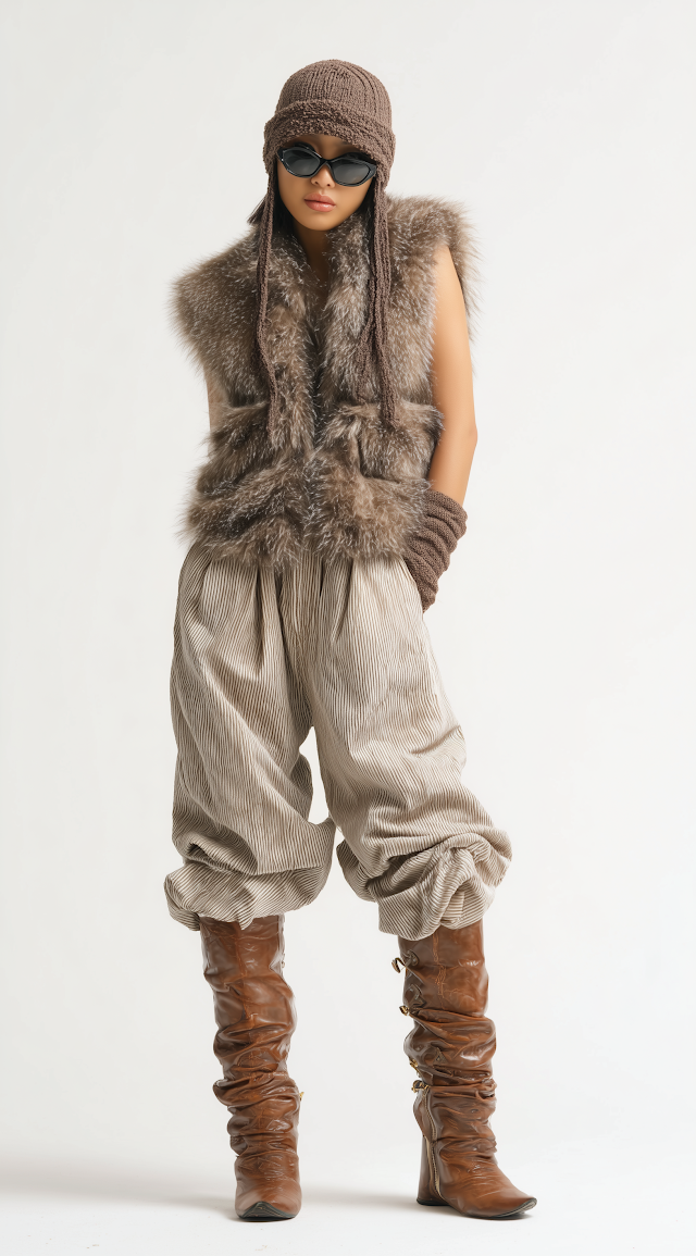 Trendy Asian Woman in Y2K Fashion