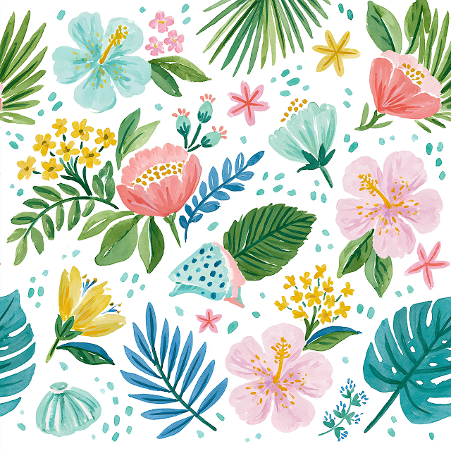 Tropical Floral Pattern in Lilly Pulitzer Style