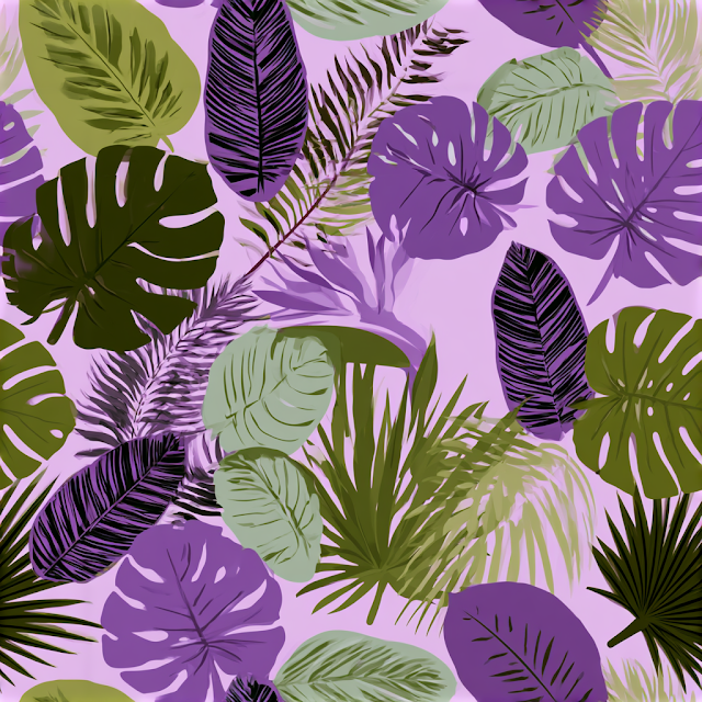 Tropical Leaf Seamless Pattern with Exotic Botanicals