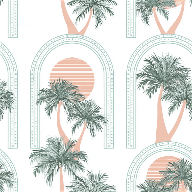 Tropical Palm Tree Seamless Pattern