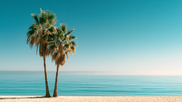 Tropical Paradise: Palm Trees by the Turquoise Beach