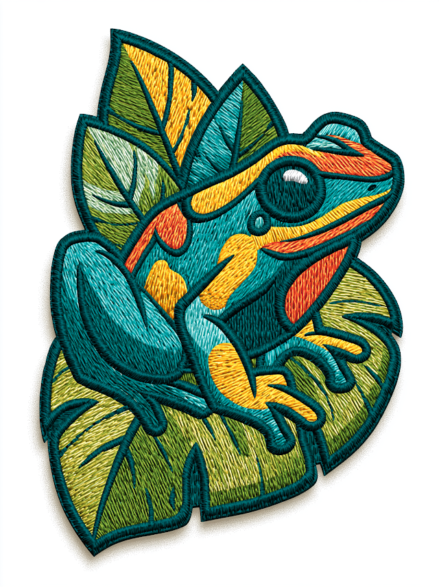 Tropical Poison Dart Frog Embroidered Patch Logo