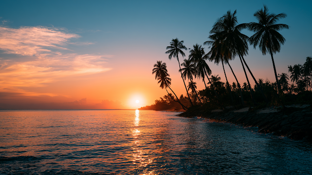 Tropical Sunset Over Calm Ocean