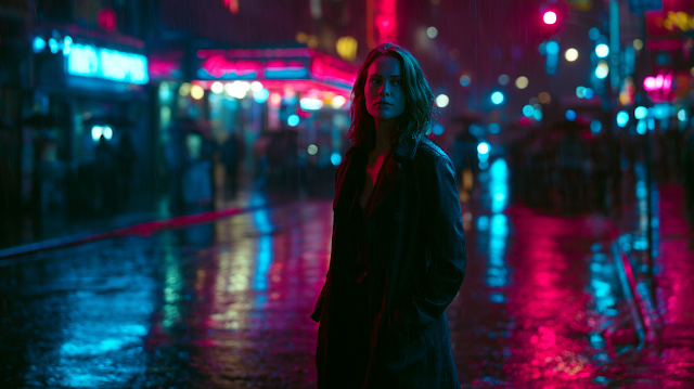Urban Night Walk in the Rain
