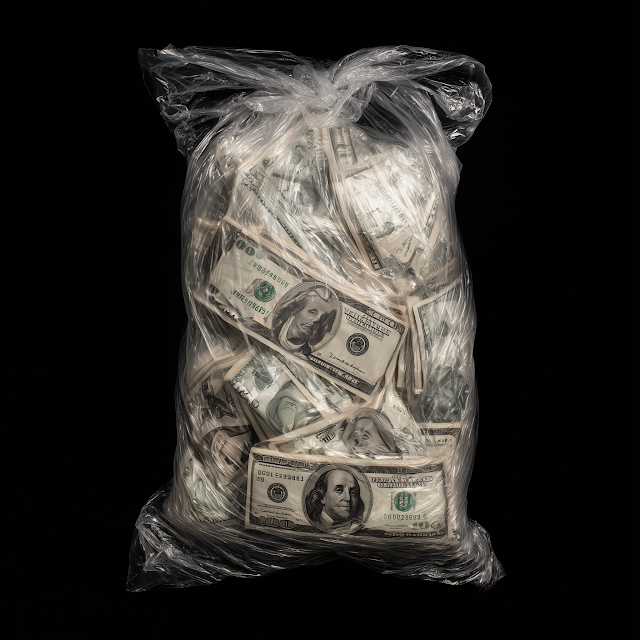 Vacuum-Sealed Bag of US Dollars