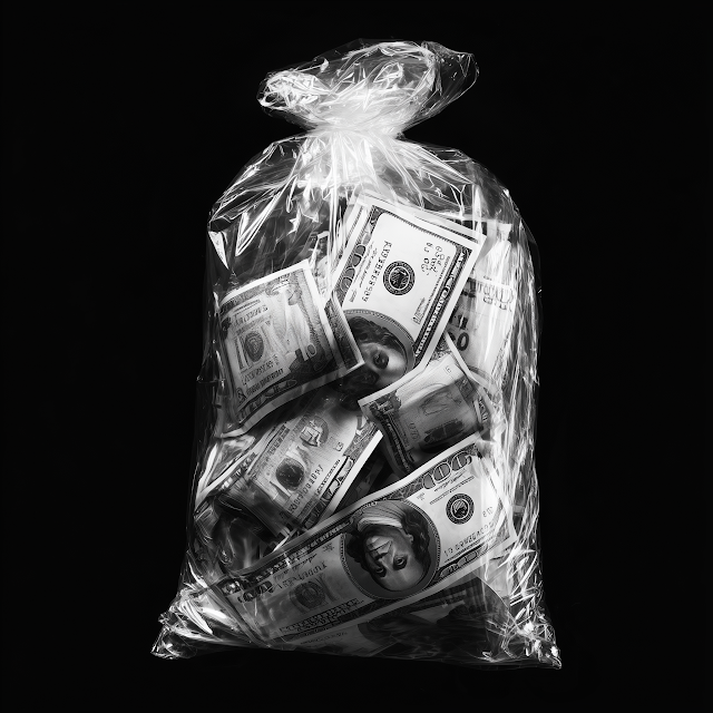 Vacuum-Sealed Bag of US Dollars