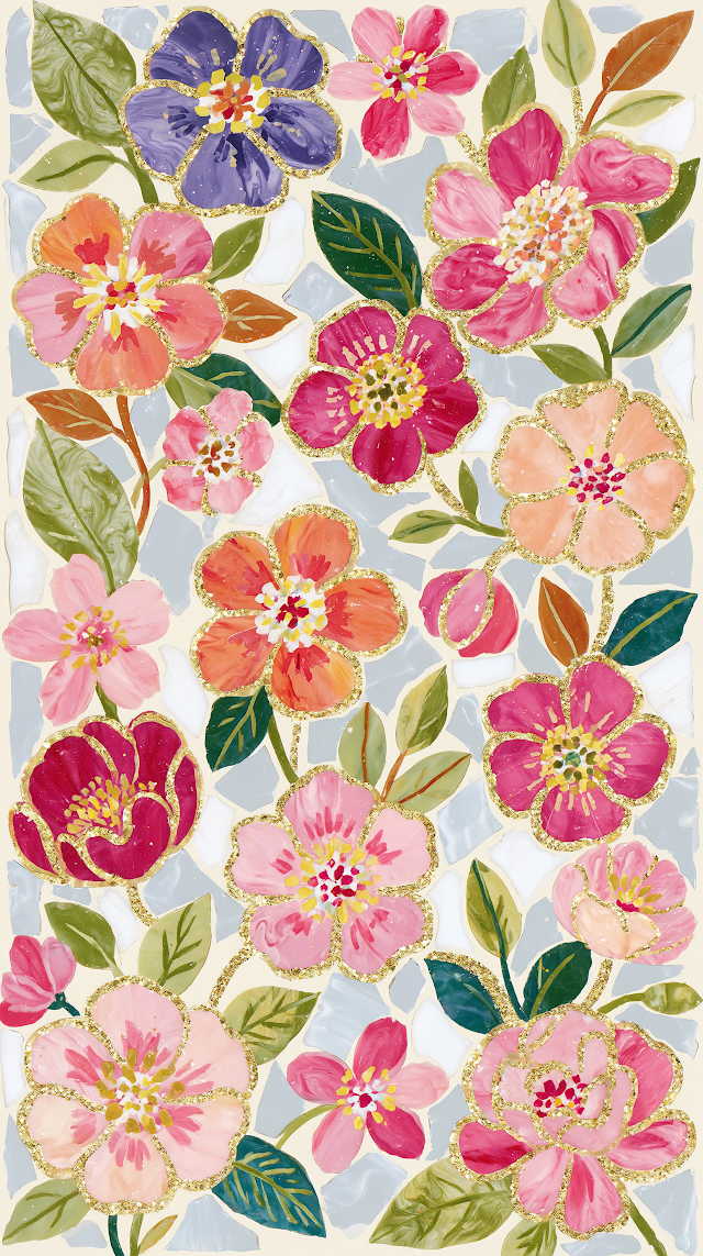 Vibrant Art Nouveau Floral Stained Glass