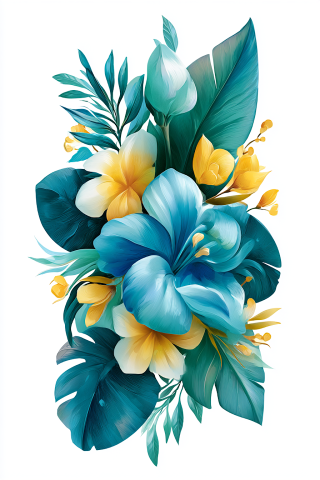 Vibrant Blue and Yellow Tropical Floral Arrangement