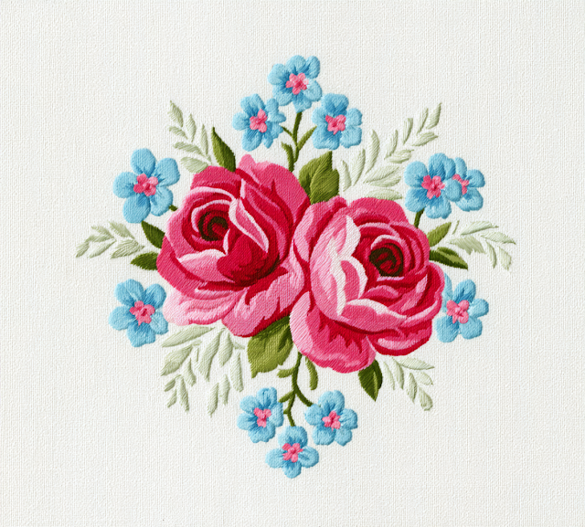 Vibrant Cartoon Floral Pattern with Pink Roses