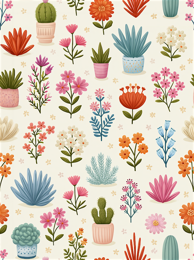 Vibrant Floral Abstract Illustration Inspired by Henri Matisse
