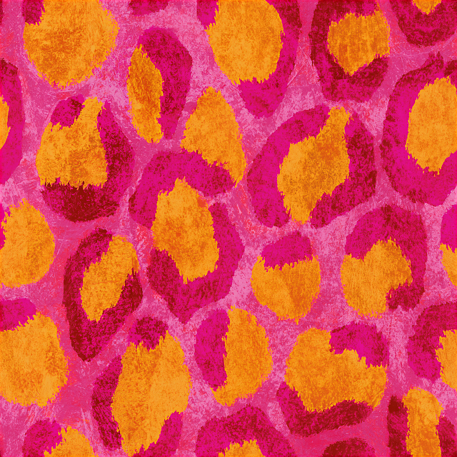 Vibrant Hot Pink and Orange Leopard Print Pattern