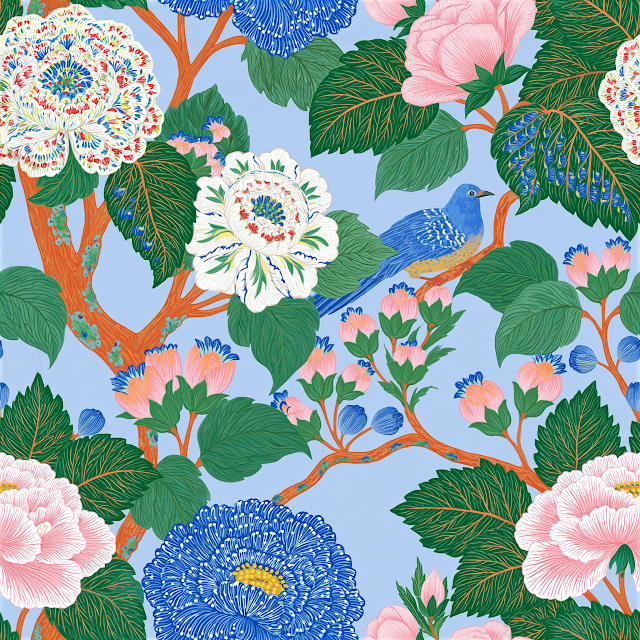 Vibrant Indian Floral Half Drop Seamless Pattern