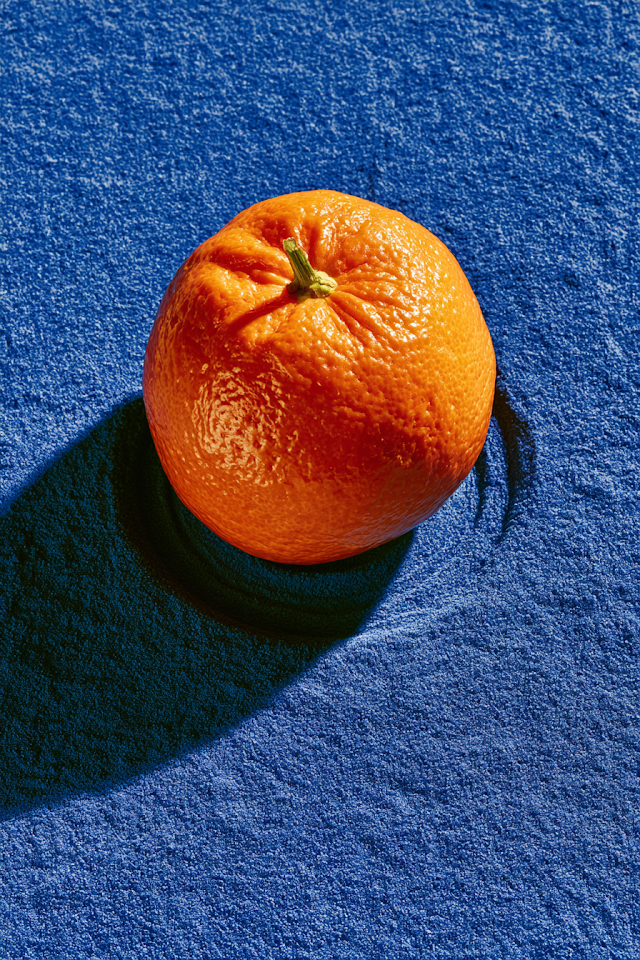 Vibrant Orange Fruit on Ultramarine Background