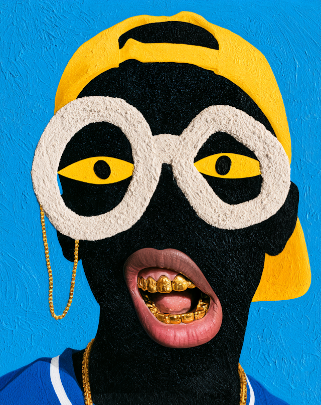 Vibrant Pop Art Portrait with Abstract Features
