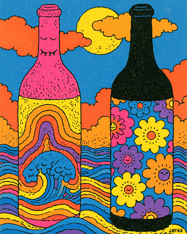 Vibrant Psychedelic Wine Bottles