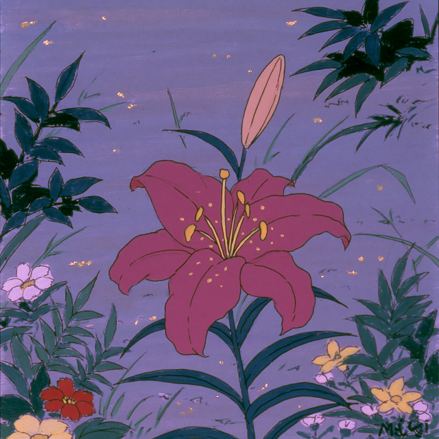 Vibrant Red Lily in a Serene Garden