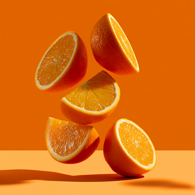 Vibrant Slices of Orange in Motion