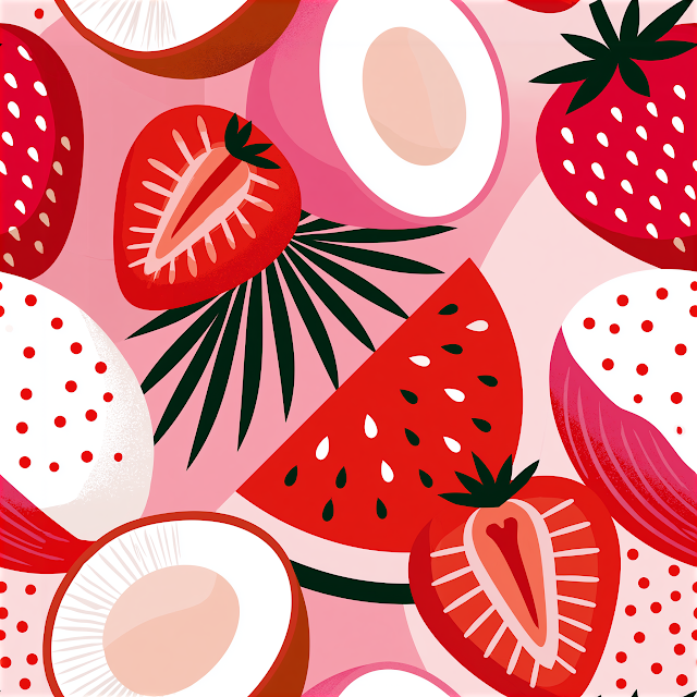 Vibrant Strawberry and Coconut Collage