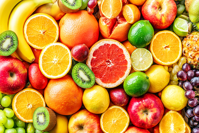 Vibrant Tropical and Citrus Fruit Flat Lay Composition