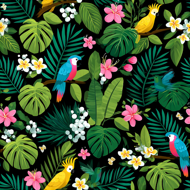 Vibrant Tropical Jungle Seamless Pattern