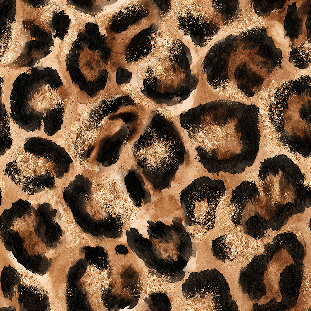 Vibrant Watercolor Leopard Print Pattern with Gold Accents
