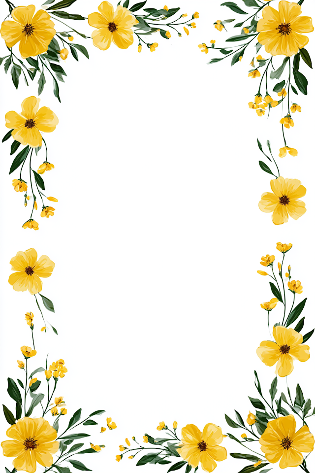 Victorian Style Yellow Floral Watercolor Clipart