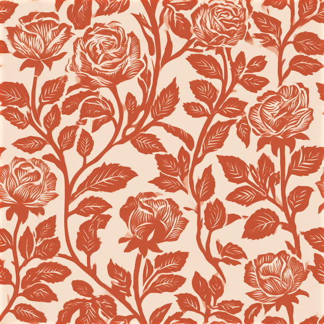 Vintage Block-Print Rose Pattern