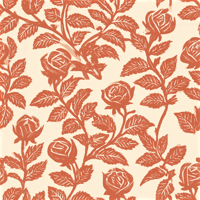 Vintage Block-Print Rose Pattern