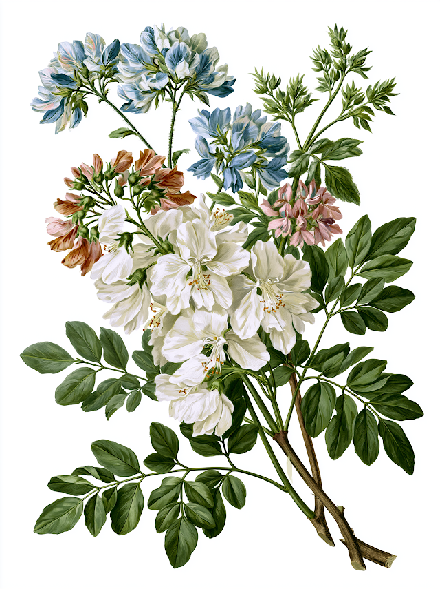 Vintage Botanical Illustration of Moringa