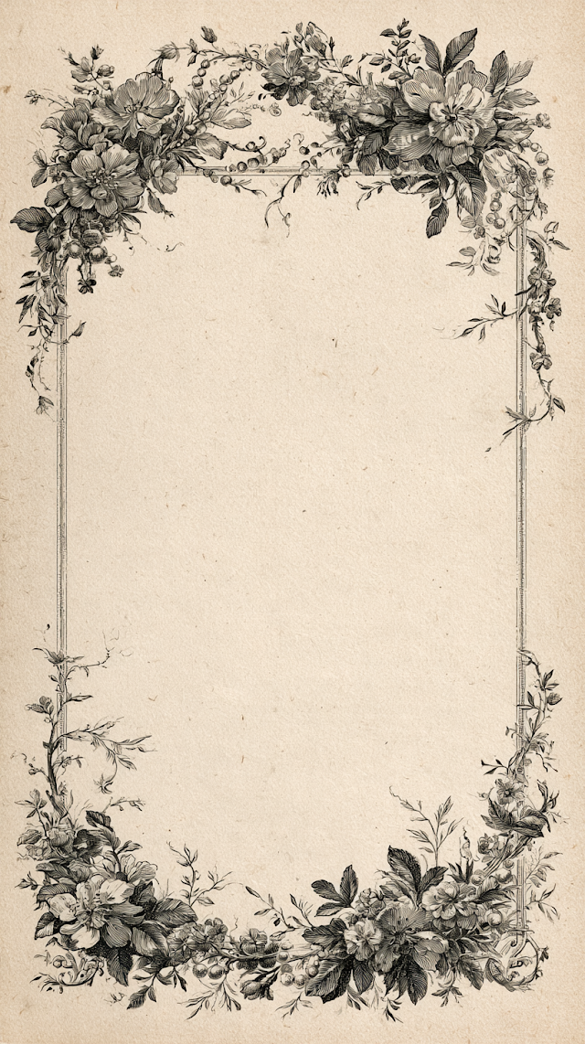 Vintage French Toile de Jouy Botanical Frame