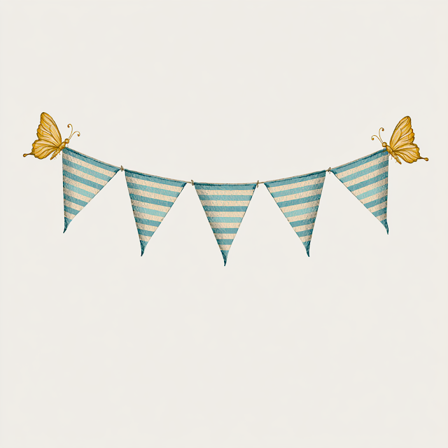 Vintage Minimalist Bunting with Butterflies