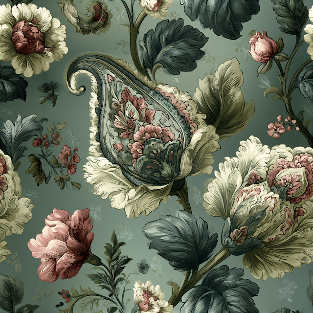 Vintage Paisley Floral Seamless Pattern