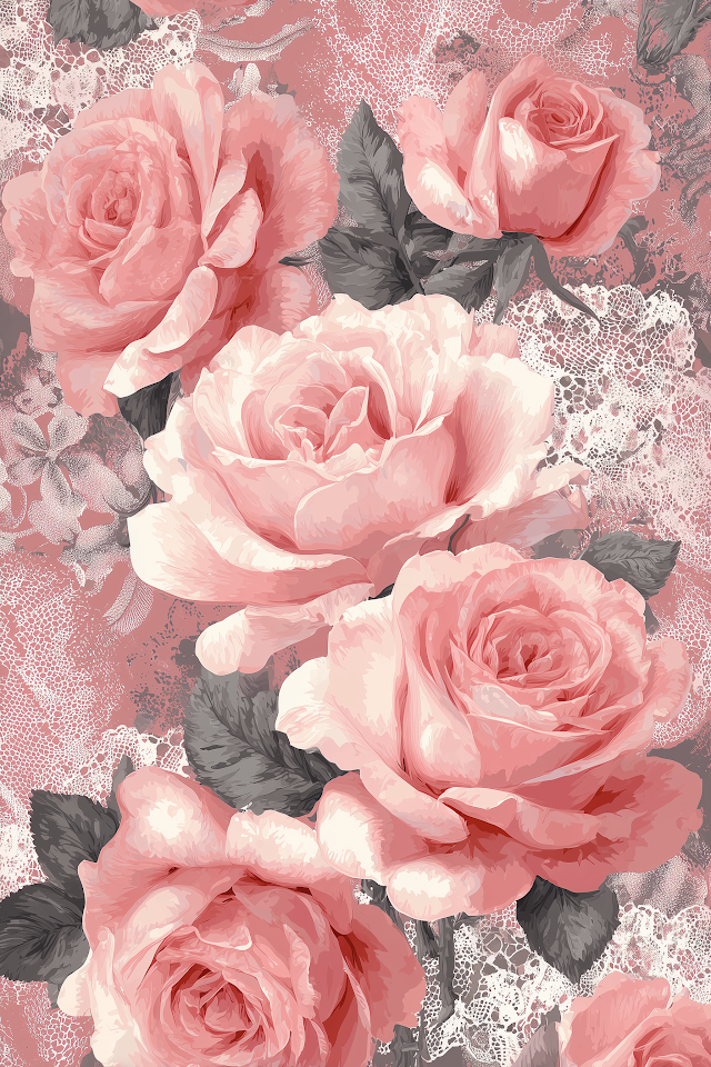 Vintage Pale Pink Roses Seamless Pattern