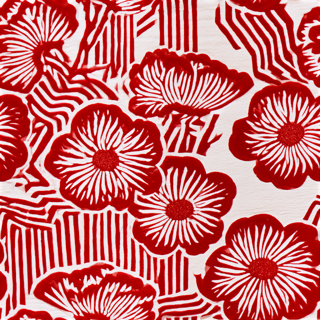 Vintage Plum Blossom Geometric Seamless Pattern