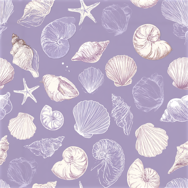 Vintage Shell and Starfish Seamless Pattern