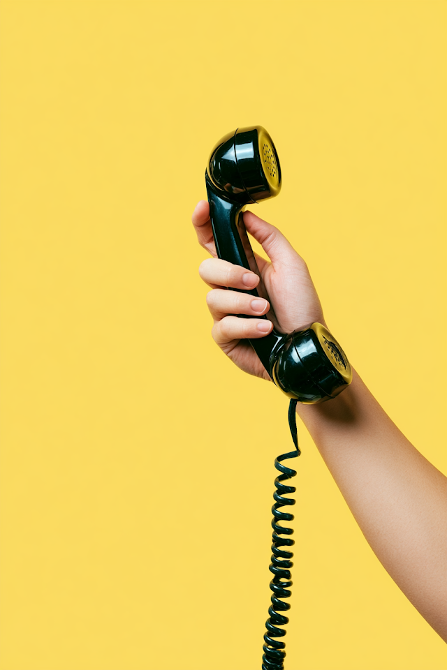 Vintage Telephone Handset on Pastel Yellow Background