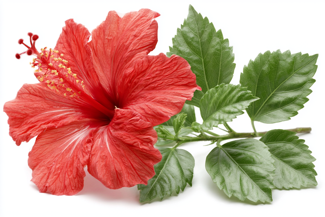 Vivid Red Hibiscus Flower with Yellow-Tipped Stamens