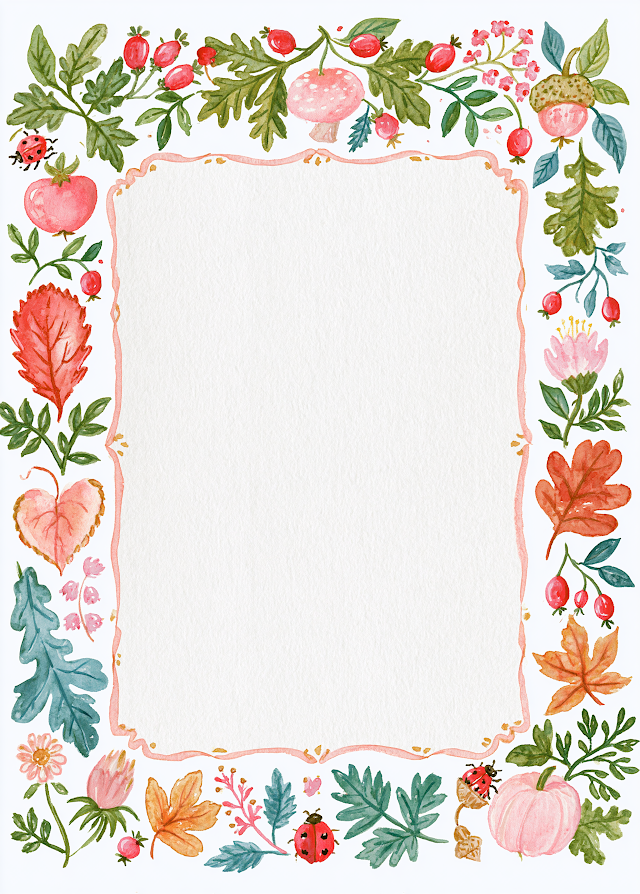 Whimsical Autumn Floral Frame for Invitations