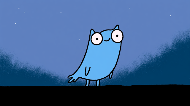 Whimsical Blue Owl Character