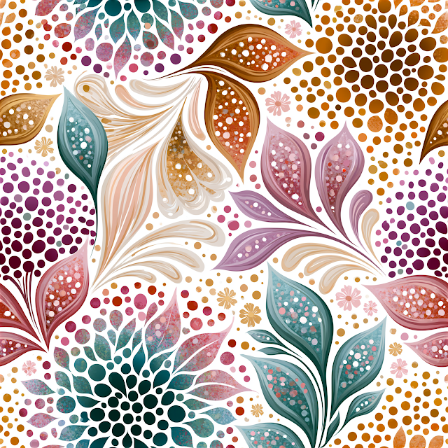 Whimsical Botanical Doodle Dot Pattern