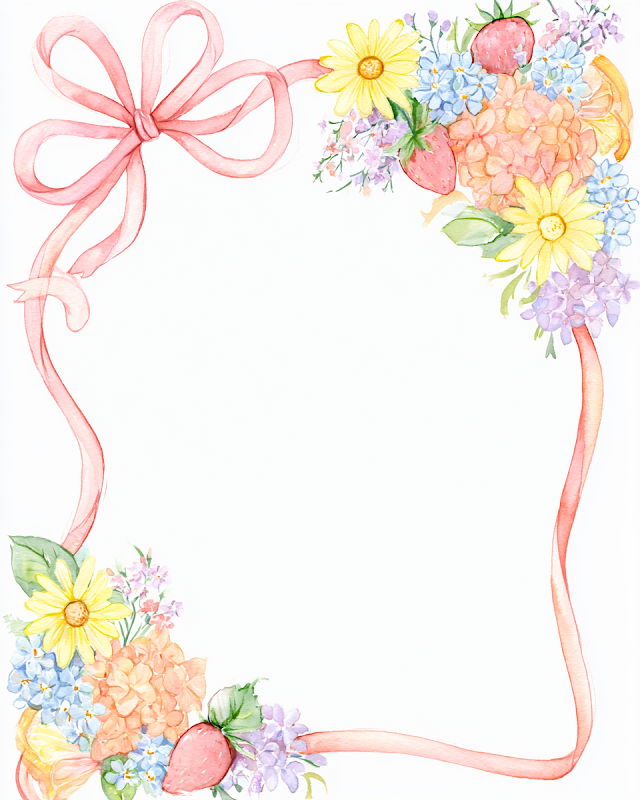 Whimsical Grandmillennial Summer Floral Frame