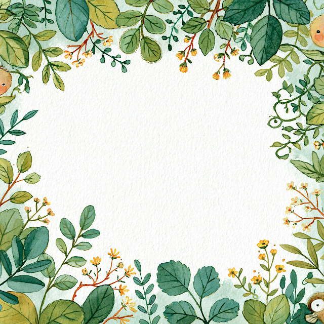 Whimsical Green Leaf Decorative Frame for Children's Book