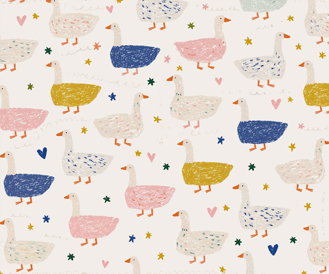 Whimsical Hand-Drawn Geese Folk Art Print