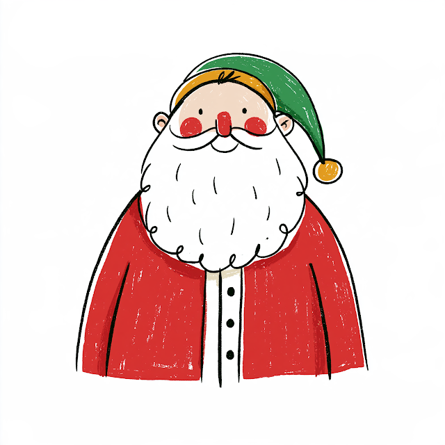 Whimsical Hand-Drawn Santa Illustration