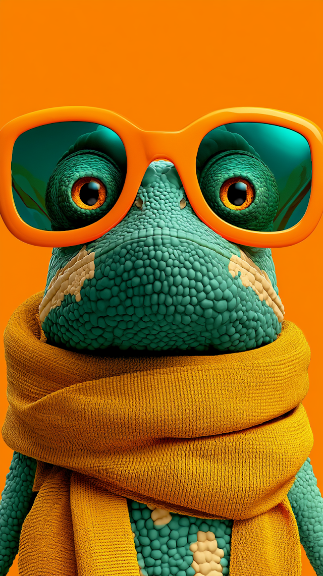Whimsical Portrait of a Fashionable Chameleon