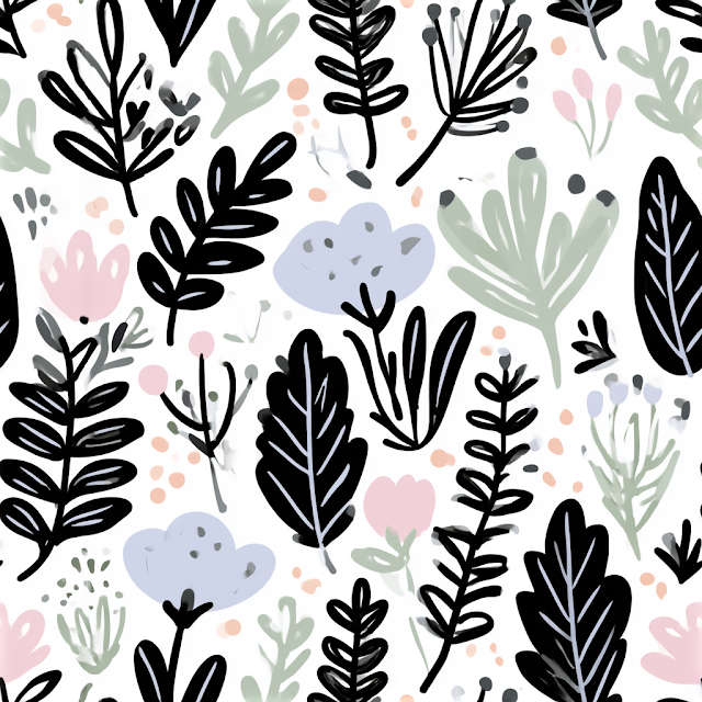 Whimsical Scandinavian Botanical Pattern