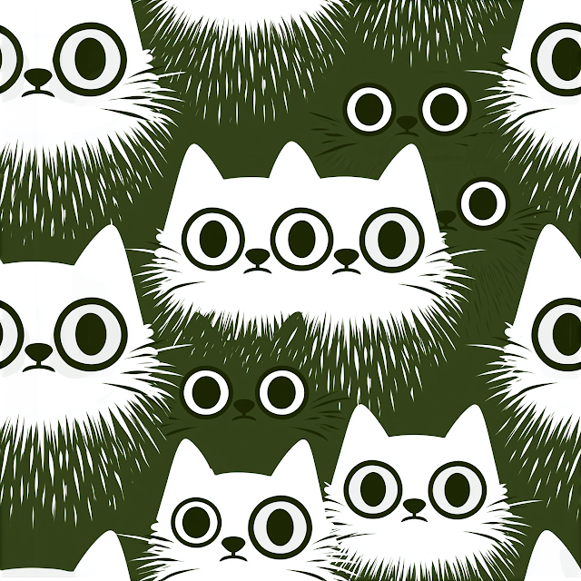Whimsical White Cat Pattern