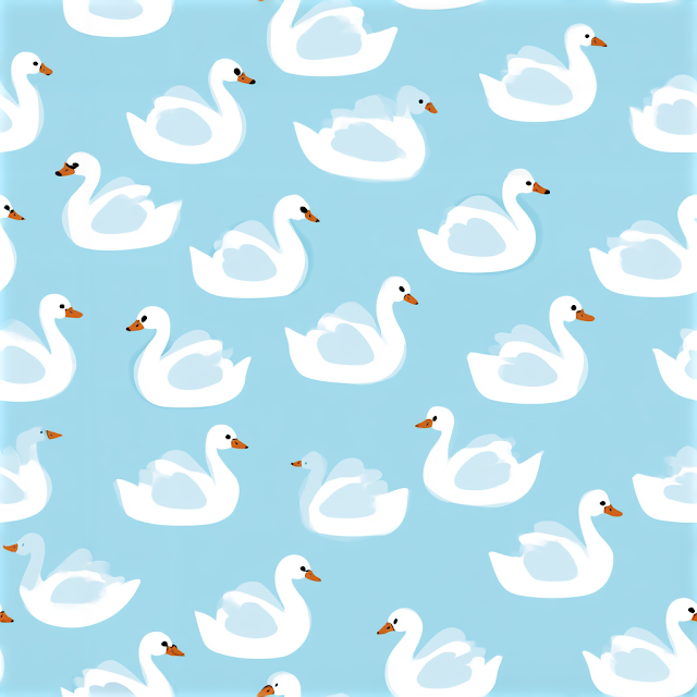 Whimsical White Swans Pattern on Soft Blue Background